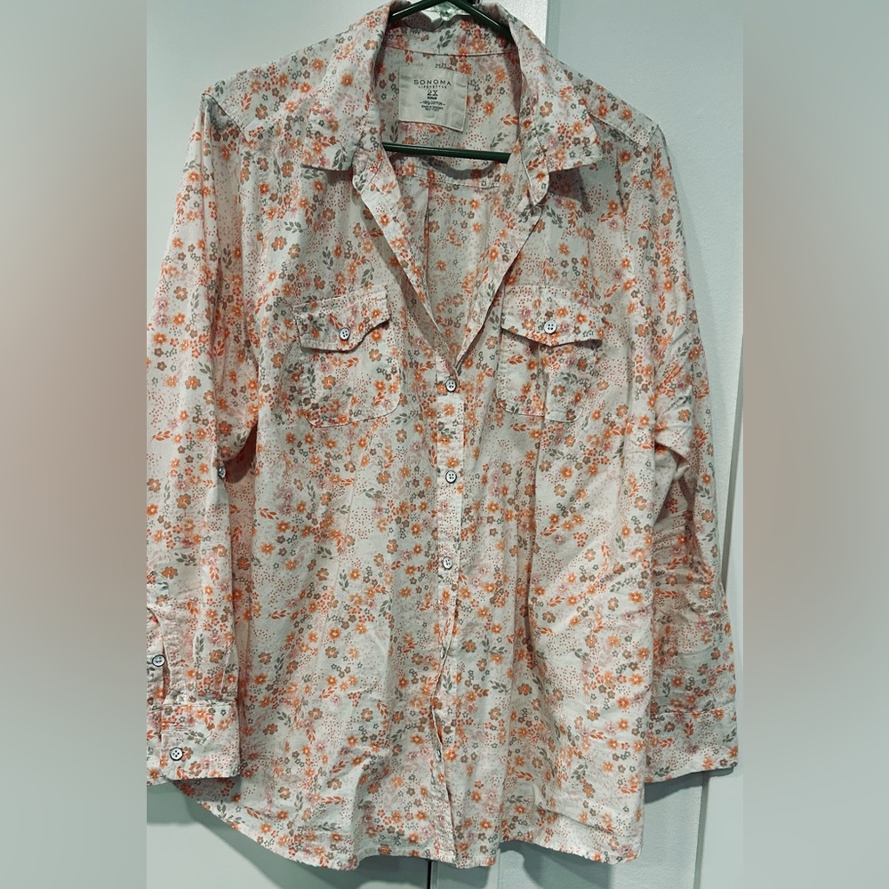 Soma peach & beige button down workshirt
